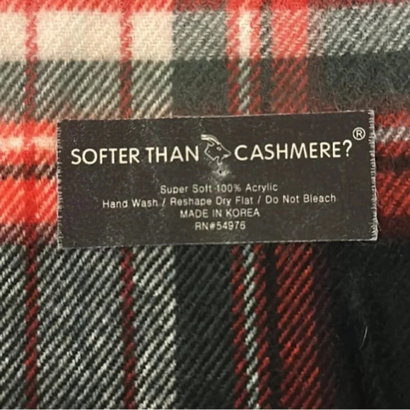 Softer than Cashmere Acrylic Red Plaid Scarf - Picture 2 of 2